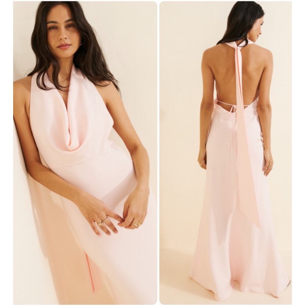 Sau Lee Pearl Cowl Neck Maxi Dress Size 8